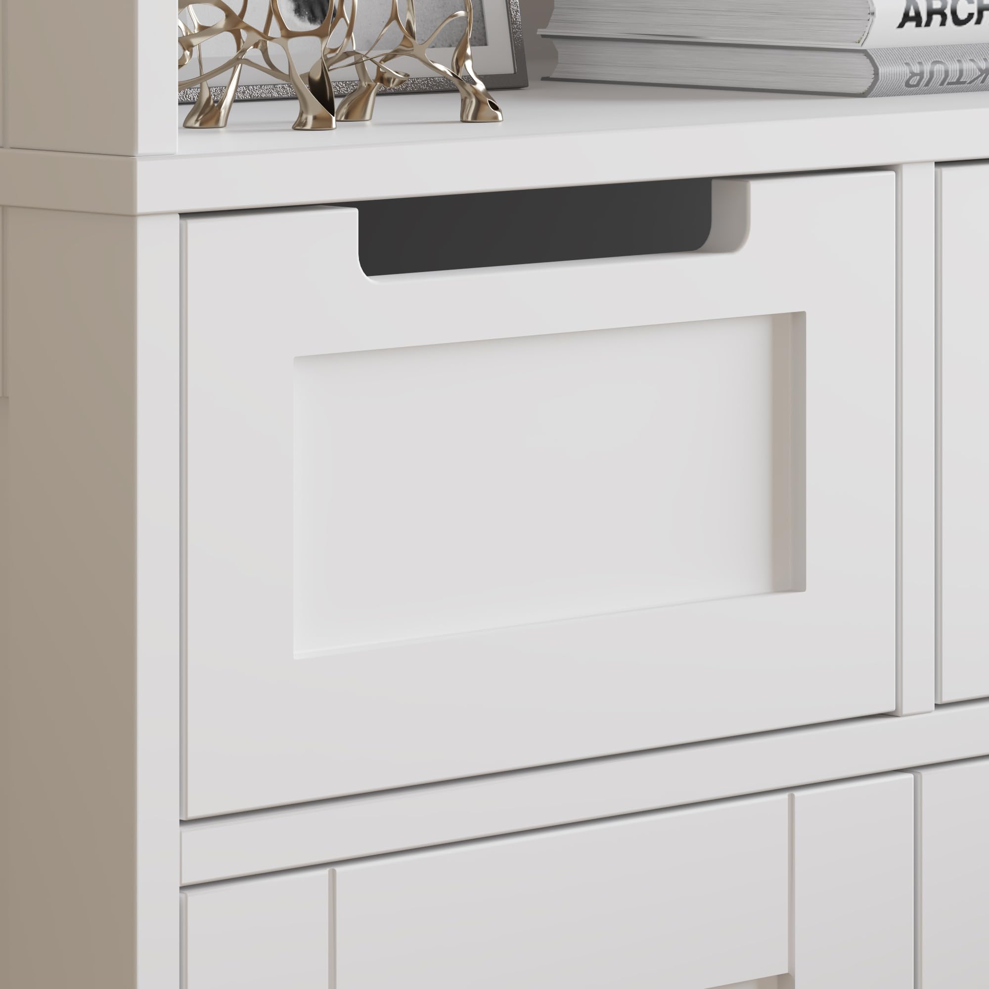 LEADZM Meuble Cuisine Rangement，Buffet Cuisine avec 4 Portes et 2 Tiroirs | Meuble de Rangement Cuisine，Grande Capacité pour Salon，Chambre ou Bureau - 60 x 30 x 170 cm (4 Portes)