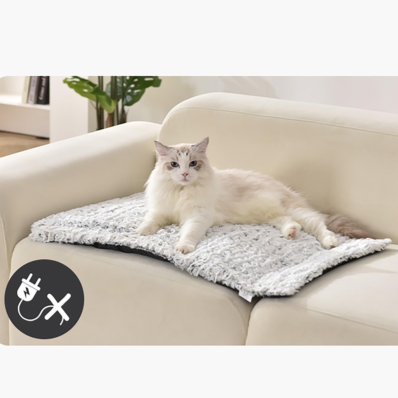 Selbstwärmende Katzenmatte, Selbstheizende Hundedecke, Weich und Bequem, Waschbarer Bezug, Sicher und rutschfest, für Verschiedene Haustiere Geeignet(Large)