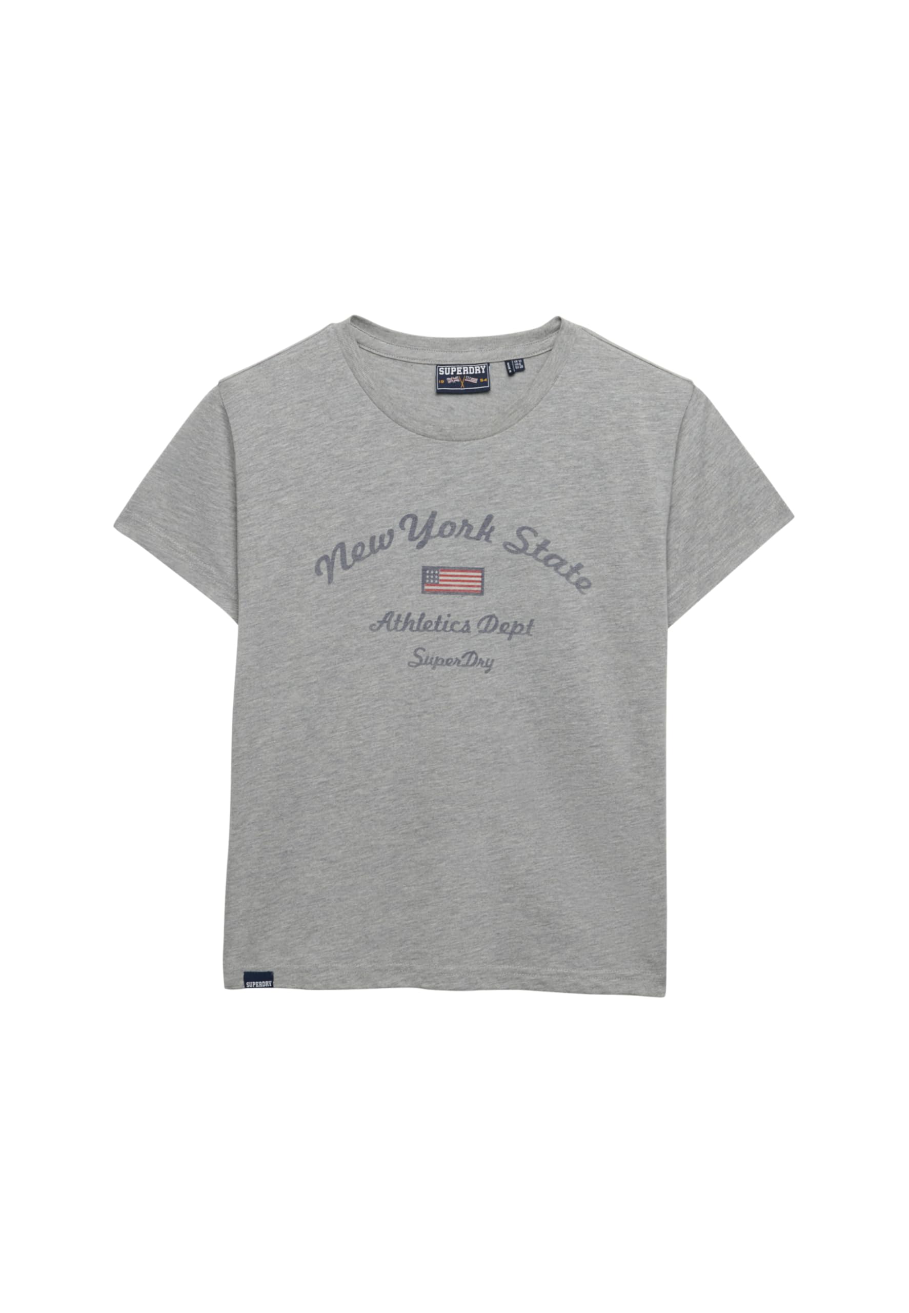 Superdry Women's Grey Marl Ath Ess Fitted Graphic Tee T-Shirt, 12