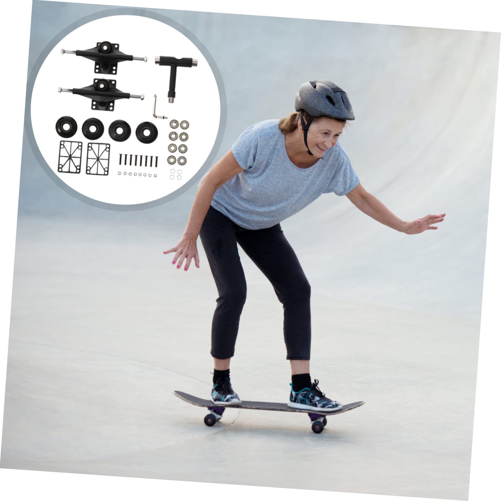 NAMOARLY Skateboard Accessory Kit Full Set for Completes Skateboard Trainer Wheels Random Style