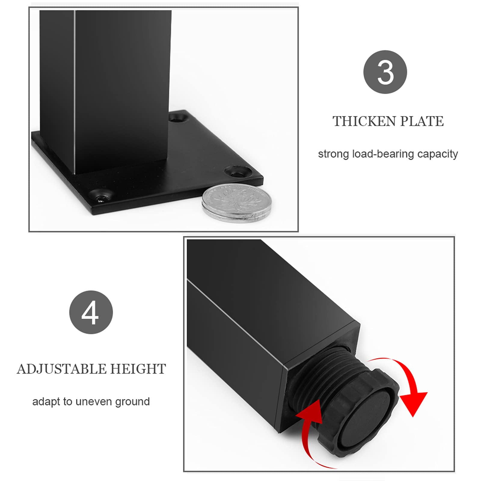 Metalen Aluminium Meubelpoten, Diy Meubelpoten, Set Van 4 Vierkante Vervangbare Poten, Voor Tv-tafels, Banken, Badkamers, in Hoogte Verstelbaar, Antislip Bankvoeten,White-32cm/12.6in