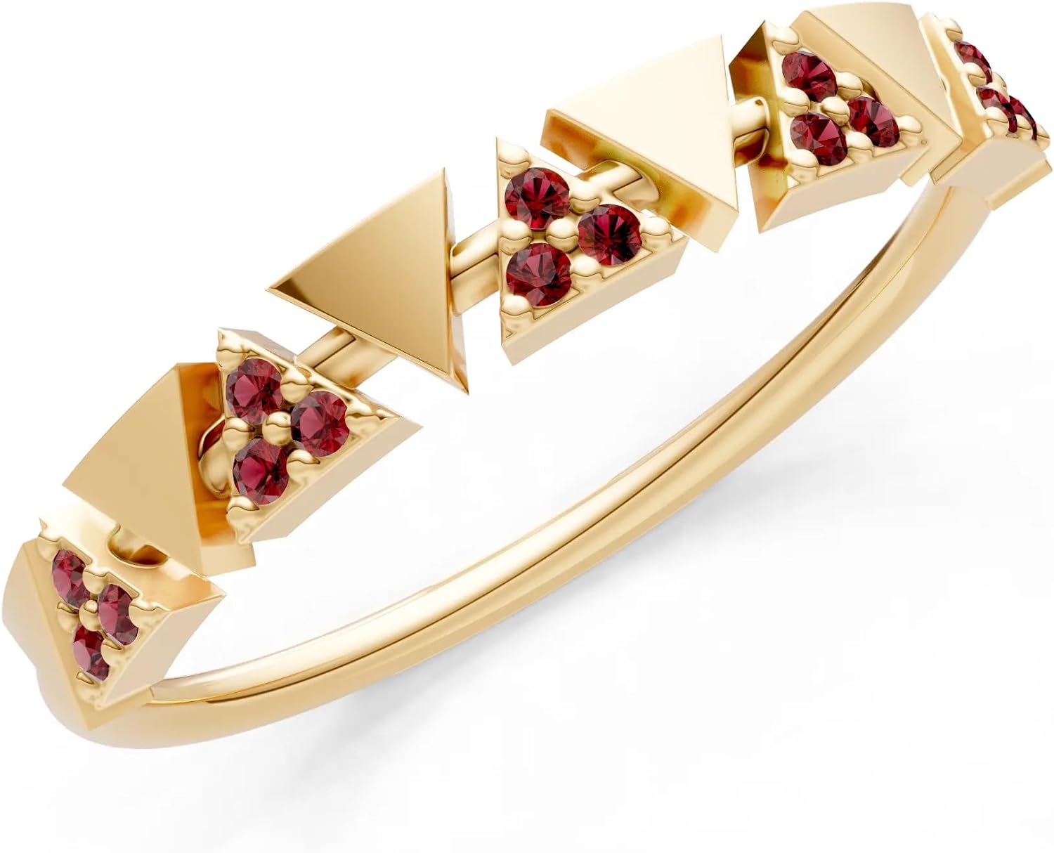 PEORA Round Cut Garnet Stackable Band Available in Solid 10K, 14K or 18K Ring – White, Yellow or Rose Gold