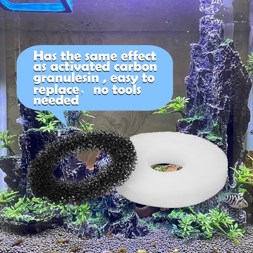 Image of Foam and Carbon Rings Filter Replacement Compatible with Biorb Aquariums，Aquarium Sponge Foam Filter Pads (10 piece of Carbon Foam, 10piece of Regular Foam, 2 Cleaning brushs,1 Cleaner pad)