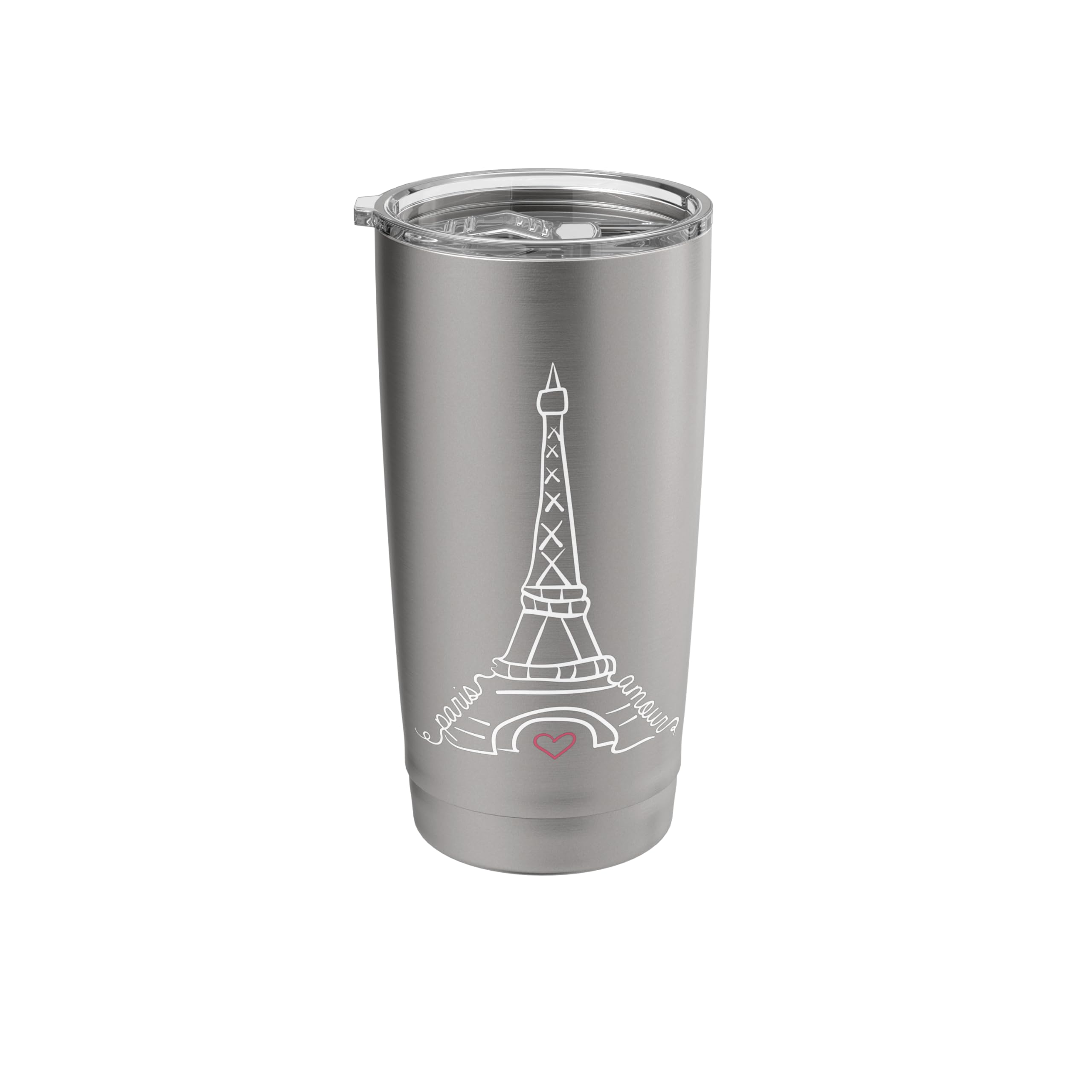 Paris Amour Eiffel Tower Heart Doodle Stainless Steel Insulated Tumbler