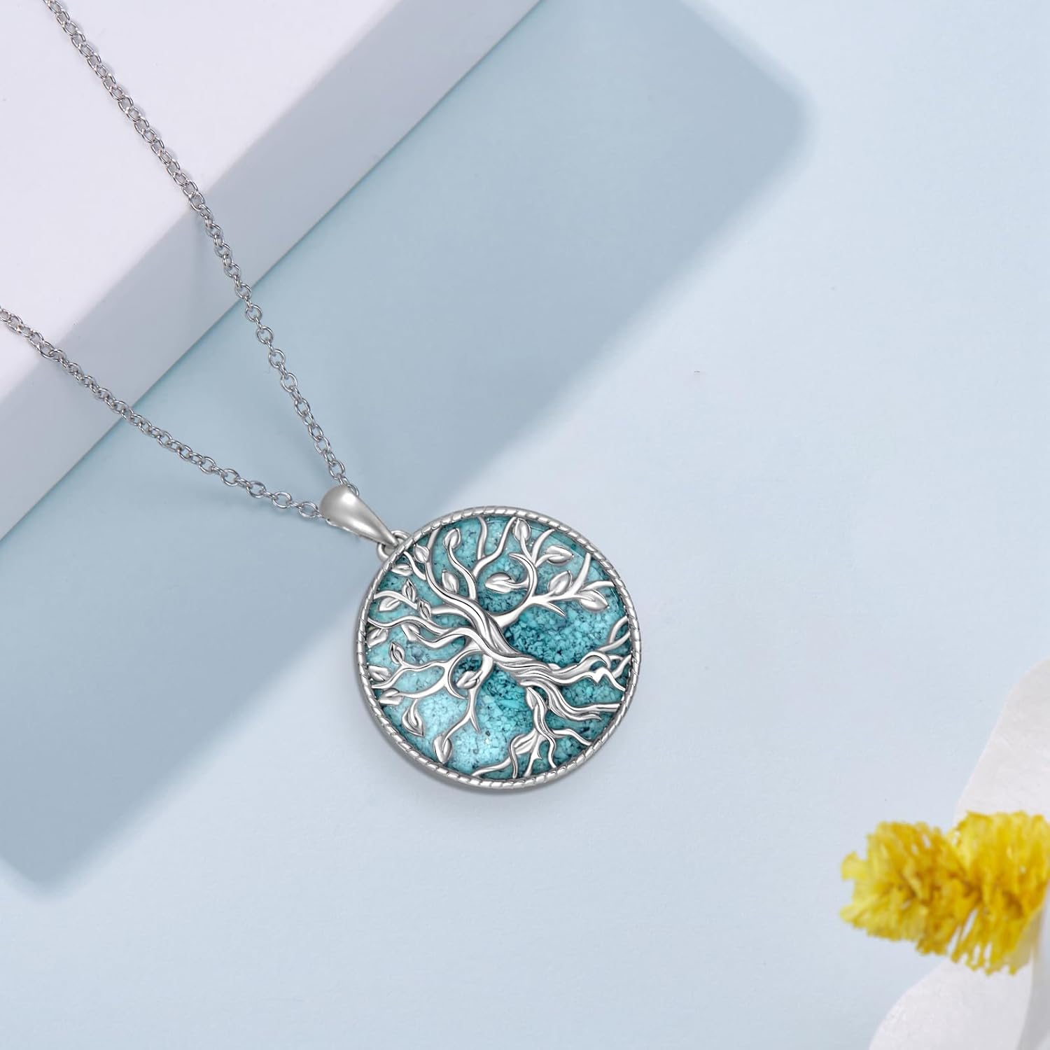 Turquoise Necklaces for Women 925 Sterling Silver Tree of Life Necklace Western Turquoise Jewelry for Women - Image 2
