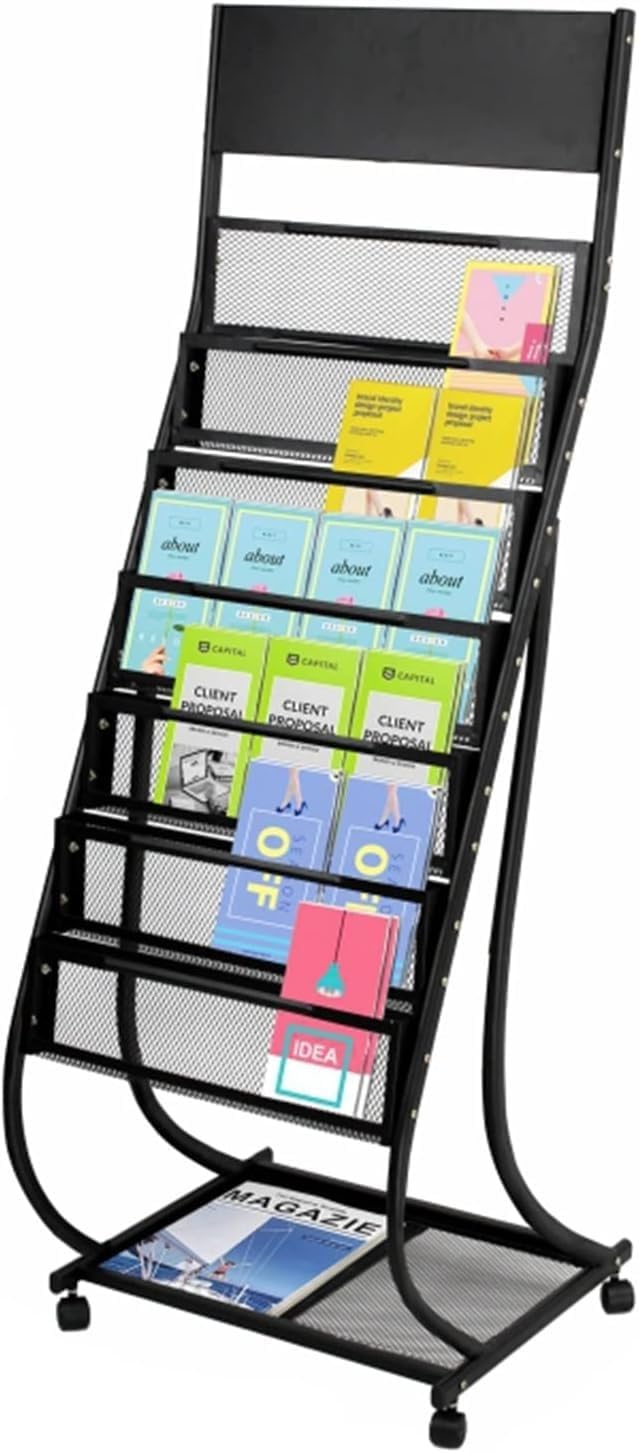 Show rack, Metal Posters Rack with Wheels, Floor-Standing Magazine ...
