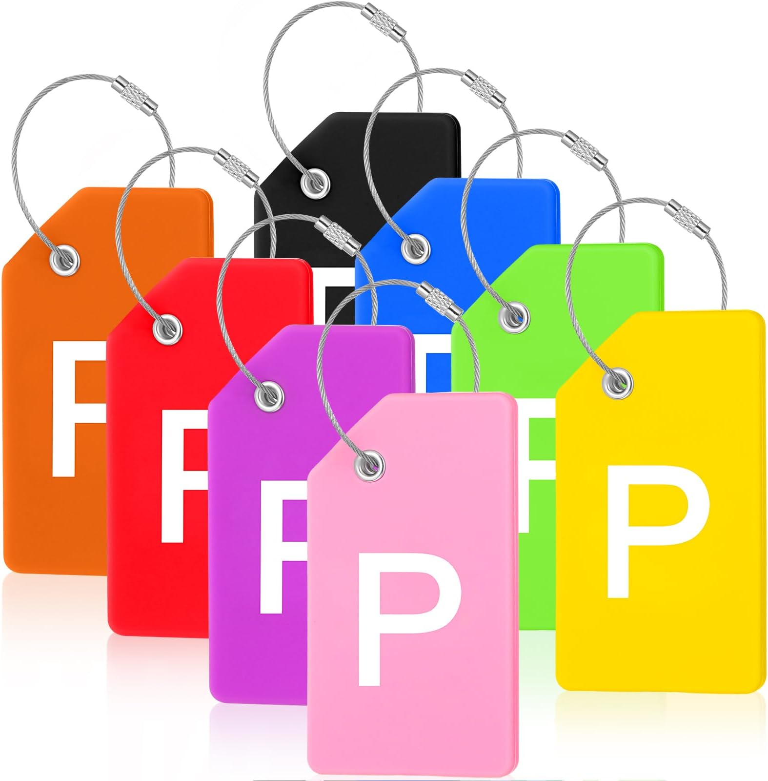 Amazon.com | 5 Pack Silicone Luggage Tag with Stainless Loop and Name ...