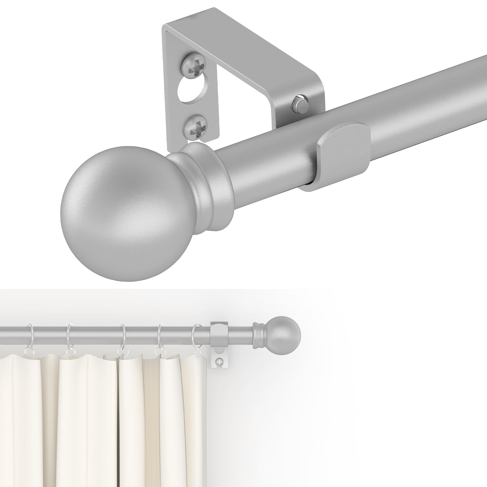 Photo 1 of GXOACKJ Curtain Rods for windows 32-48 inch, 5/8 inch Decorative Silver Splicing Heavy Duty Metal Curtain Rod set with Brackets