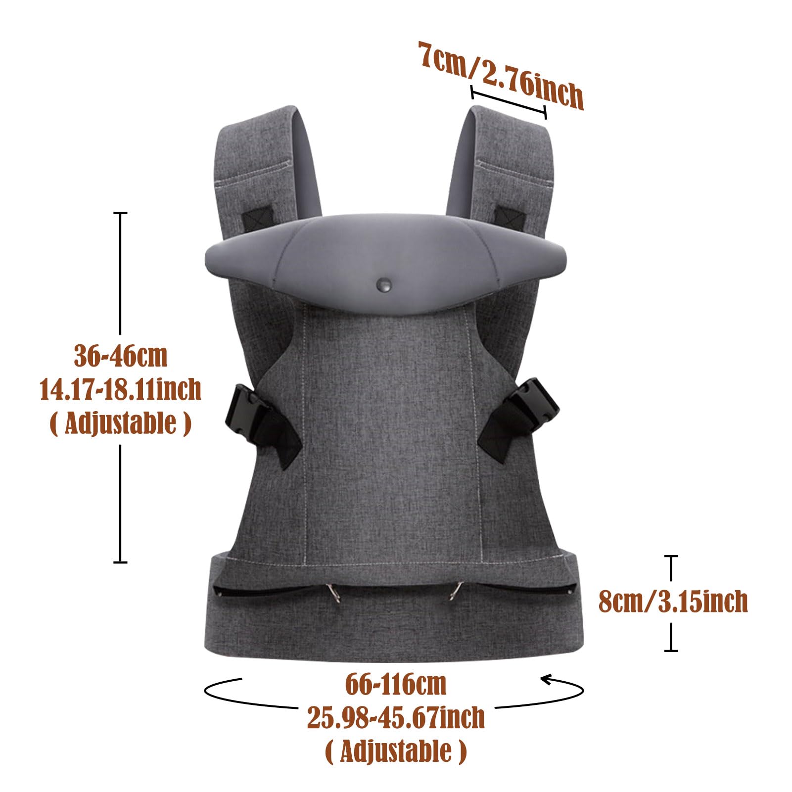 IULONEE Baby Carrier for Newborn Ergonomic Carrier with Detachable Bibs Front & Back Carry Baby Holder Carriers for Toddlers 3-36 Months (3-15kg) Grey