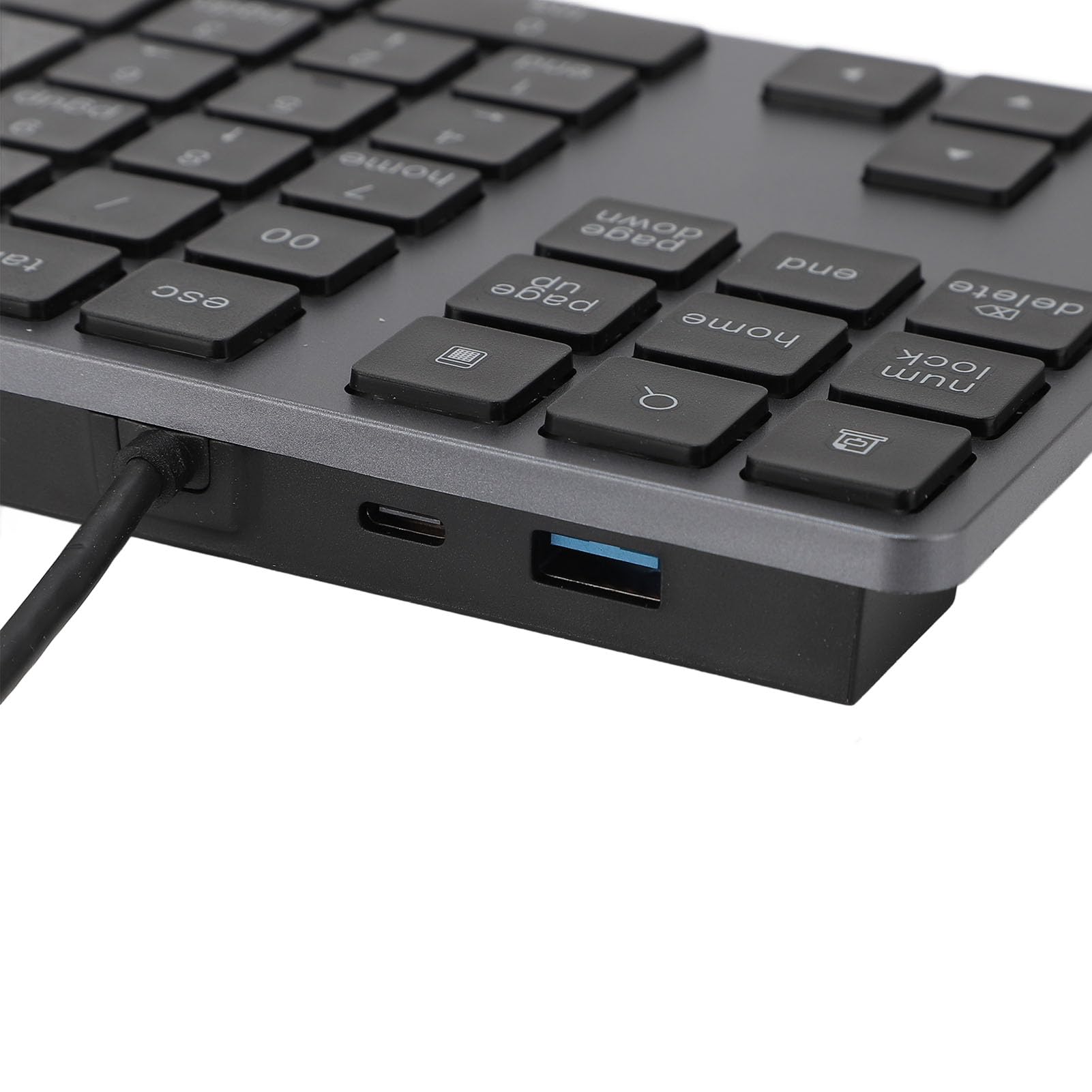 Bewinner Tastierino Numerico Cablato USB C 3.1 HUB 5 Gbps, Tastiera Esterna a 34 Tasti Tastierino Numerico Sottile con 2 Porte USB 3.0 e Tipo C per PC Desktop Portatile, per Immissione Dati