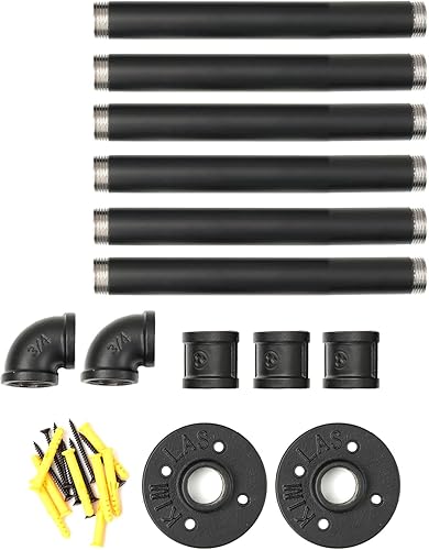 Miniatura 4 de Perchero industrial de tubería para ropa, para colgar ropa en el techo de la pared de 40 pulgadas, barra colgante de ropa de tubo de hierro negro,