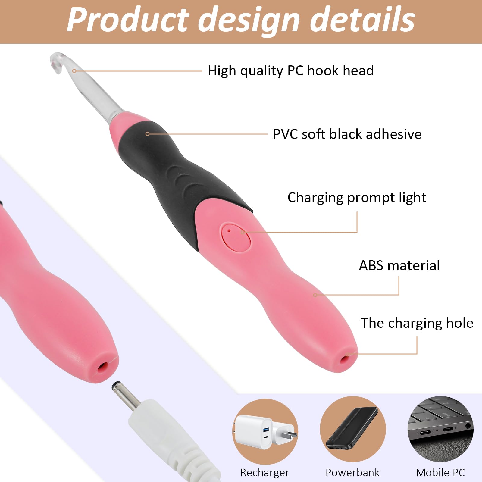 Set Uncinetti A LED Ricaricabili - 12 Misure (2.0-8mm) | Con Custodia E Luci Integrate | Per Lavorare Al Buio - Foto 11