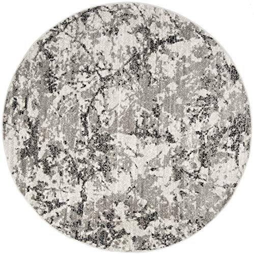 Tapete decorativo redondo 6'7" gris e ivory miniatura 3