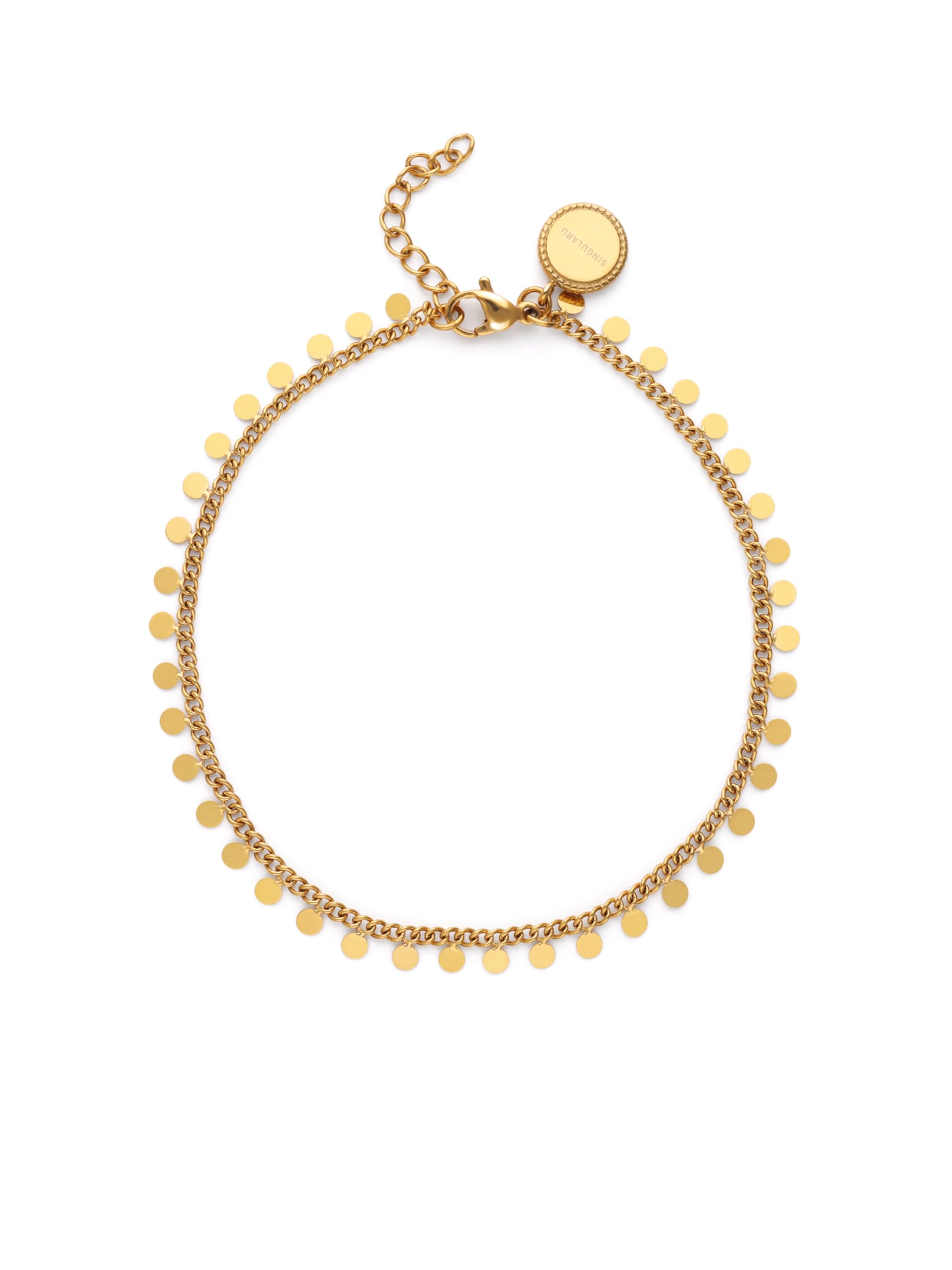 SINGULARU - Tobillera Folklore. Acero con Baño en Oro de 18 Kt. Joyas Para Mujer.