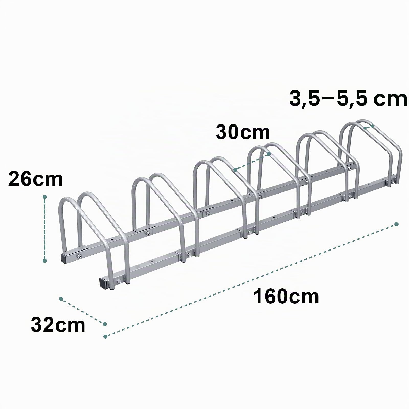 Randaco Fahrradständer, Mehrfachständer, Fahrradhalter Bodenständer, Aufstellständer Fahrrad Ständer Boden, Wand Montage Metall Platzsparend Wandhalterung(Für 6 Fahrräder, Silber)
