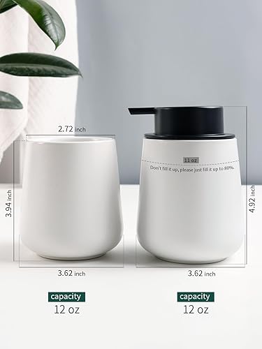 Miniatura 2 de Bosilunlife Juego de soporte de jabón y cepillo de dientes, juego de accesorios de baño de cerámica, juego de dispensador de jabón de manos espumoso