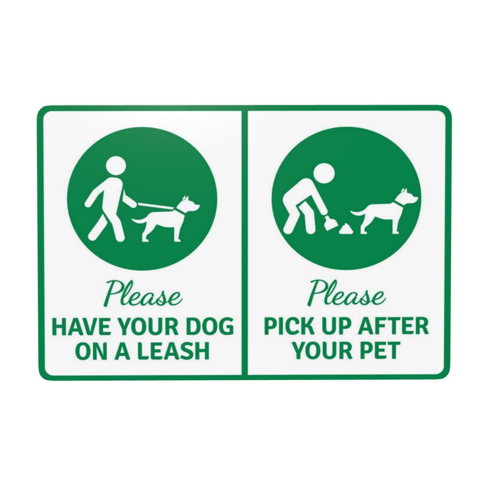 Keep Dogs On Leash, Pick Up After Pet With Graphic Symbol Vintage Metal Sign 12x8 Inch