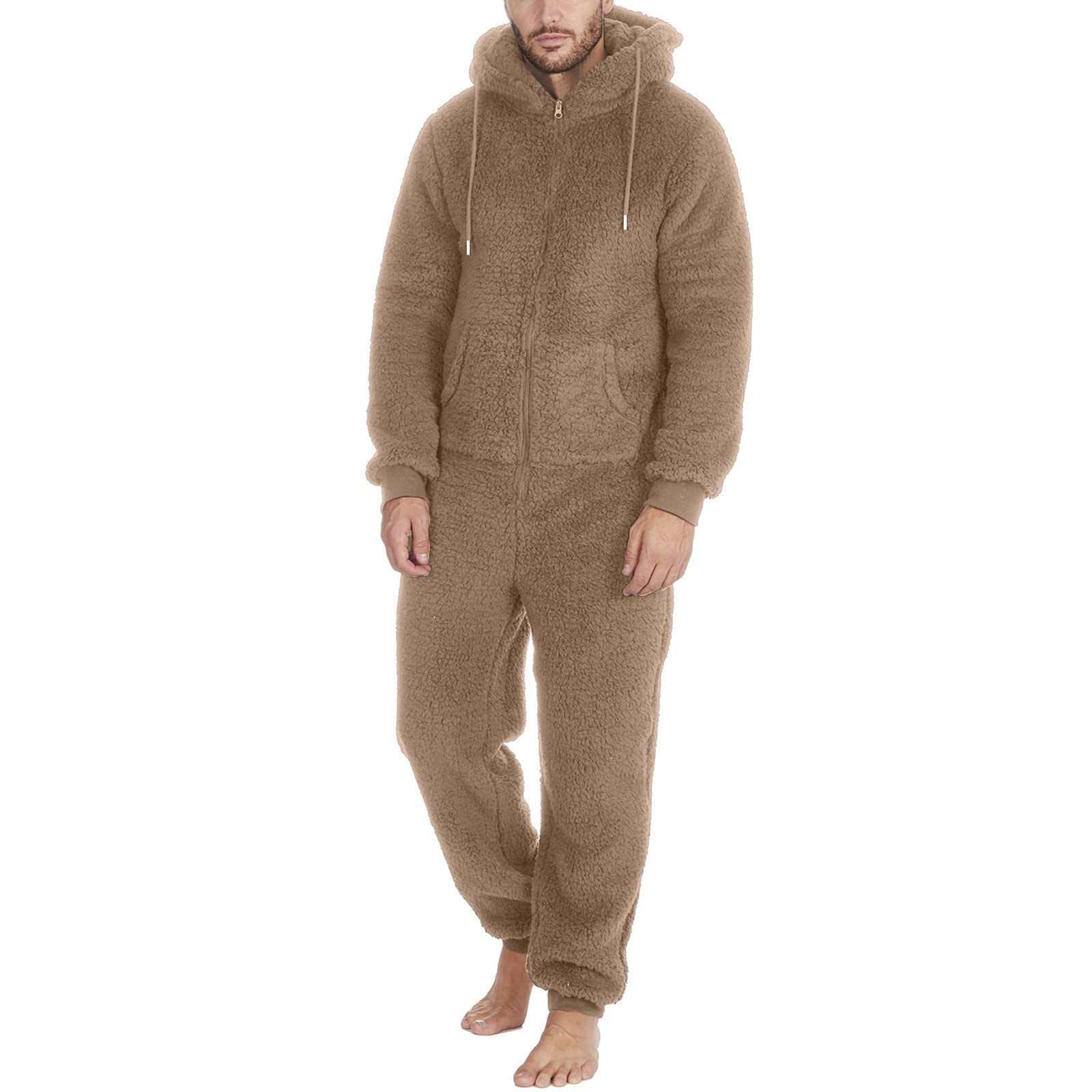 Combinaison Chaude Fermeture éclair Combinaison Onesie Polaire Homme/unisexe - Capuche, Fermeture éclair, Poches, 50% Coton Grenouiiere Homme
