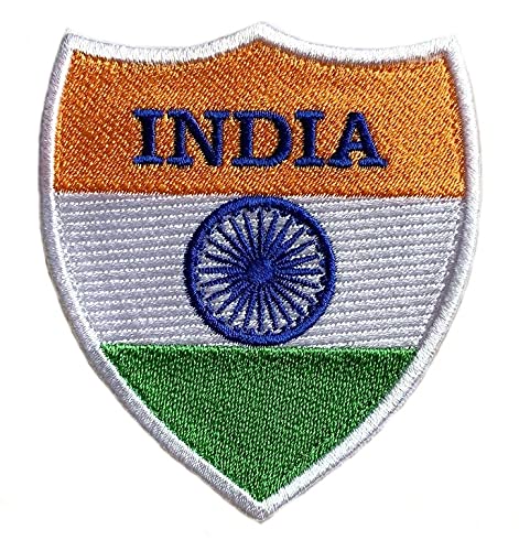 India Flag Patch (3 Inch) Embroidered Badge (Hook + Loop) Heraldry Shield Crest National Badge Emblem