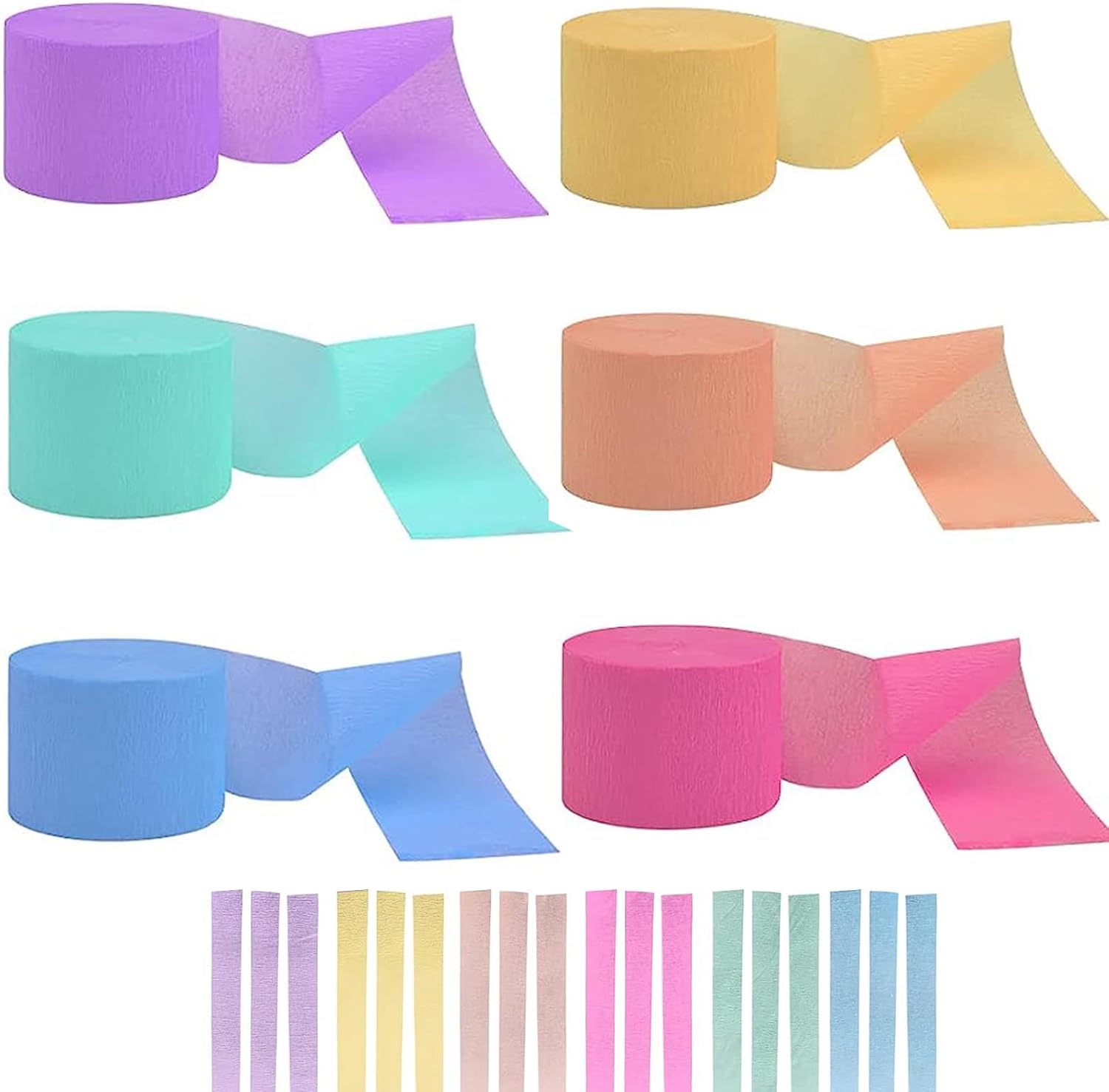6 pcs crepe paper rolls, crepe paper(Macaron color）,rainbow drops crepe