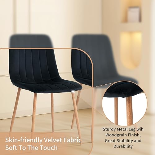 Miniatura 7 de Juego de 4 sillas de comedor, sillas de comedor modernas, juego de 4 sillas de cocina con asiento acolchado tapizado y patas de metal para el hogar,