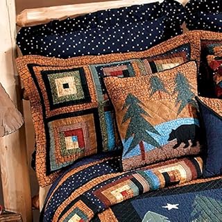 Pillow Sham - Midnight Bear by Donna Sharp - Lodge Decorative Pillow Cover with Patchwork Pattern - Standard Size