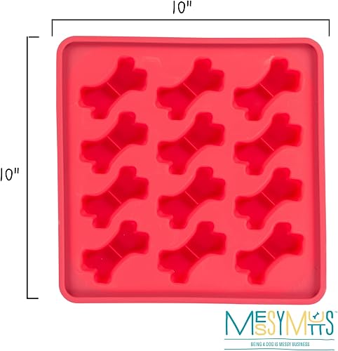 Miniatura 3 de Messy Mutts Moldes de silicona enmarcados para hacer golosinas y decoraciones  Bandeja de 10 x 10 pulgadas  12 cavidades en forma de hueso  Apto