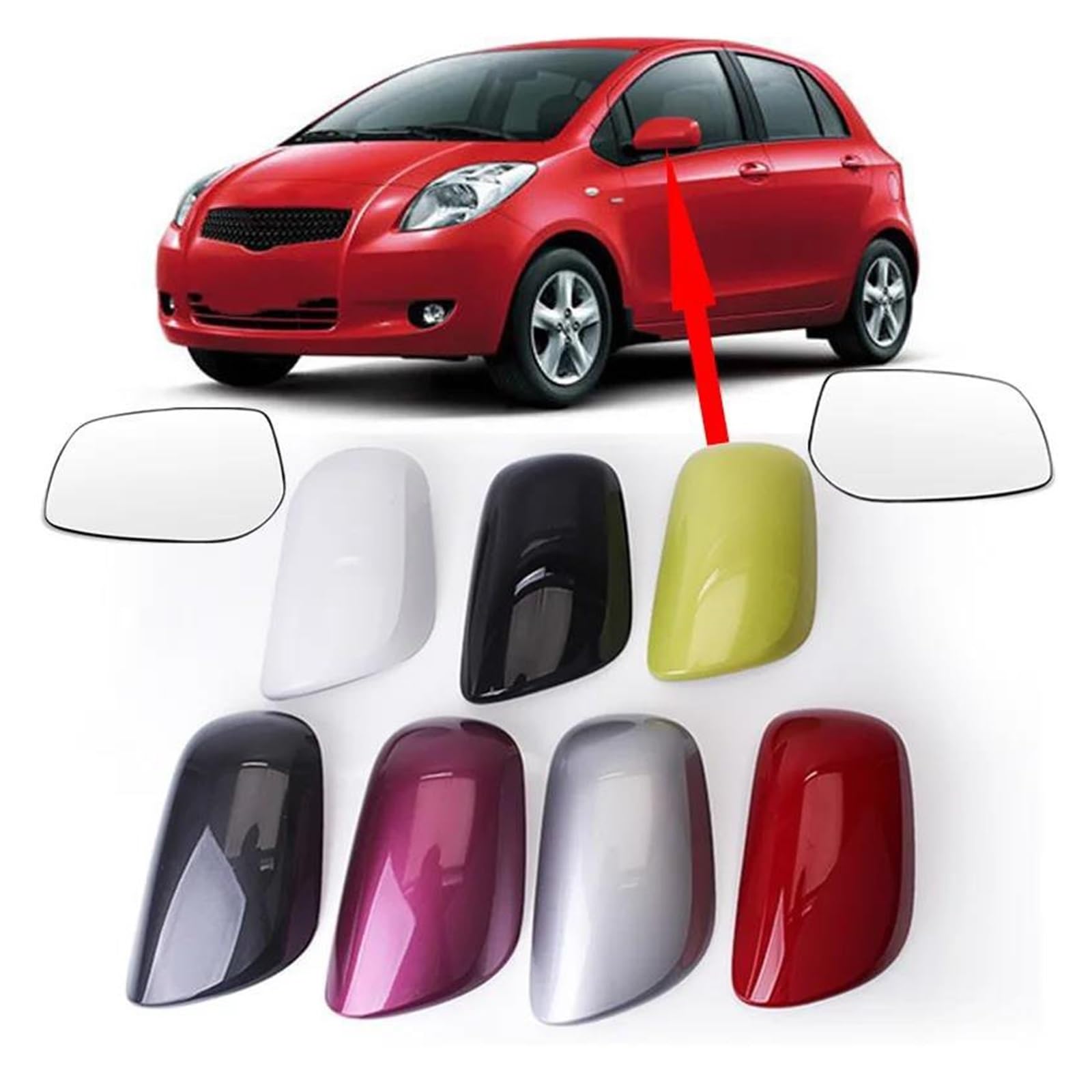 Copricapi Specchietto Retrovisore Per Toyota Yaris 2012-2019 - Bianco, 1 Paio, Materiale ABS - Foto 5