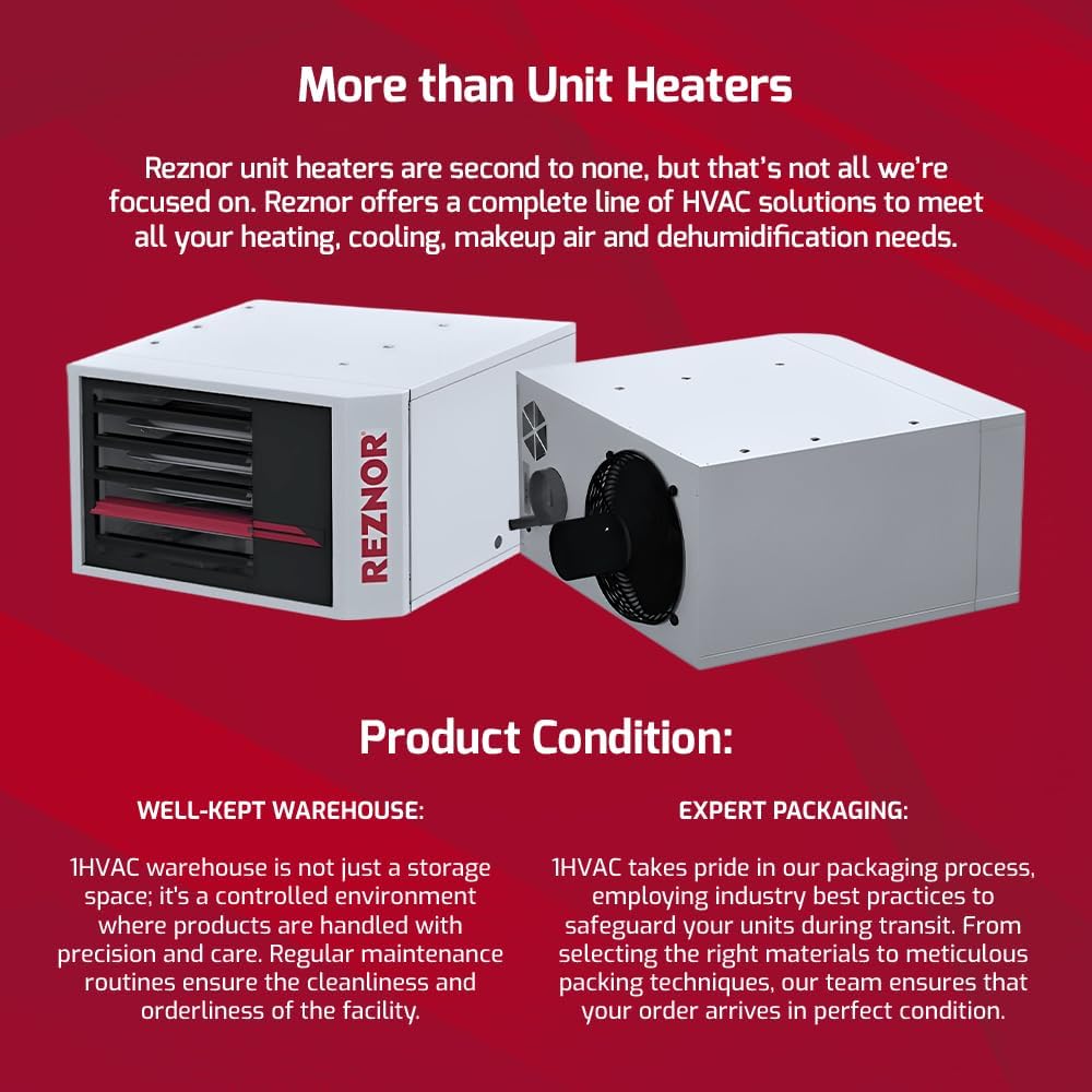 Bag view of Reznor UDXC-30 Unit Heater showing fan and connections