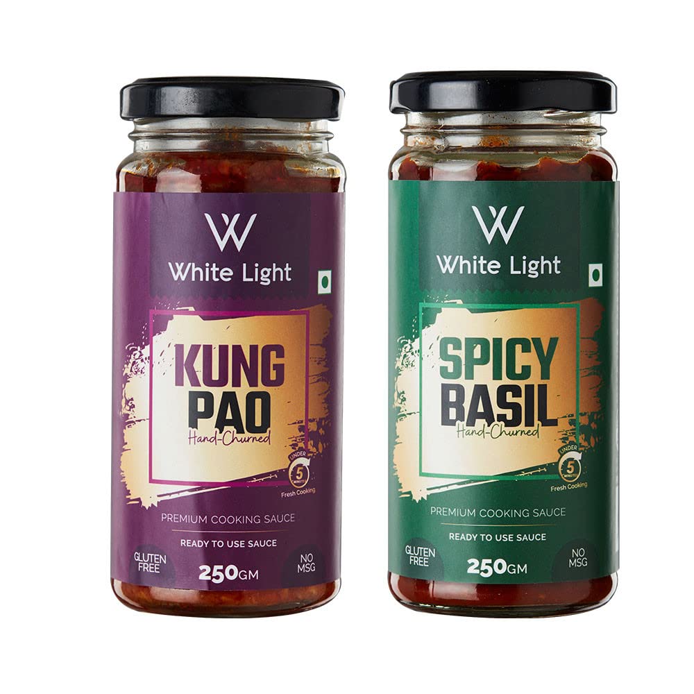 Kung Pao Sauce and Spicy Basil Sauce l Vegan and Natural Ingredients l Ready to Eat Healthy Food (Combo Pack of 2, 250g Each)