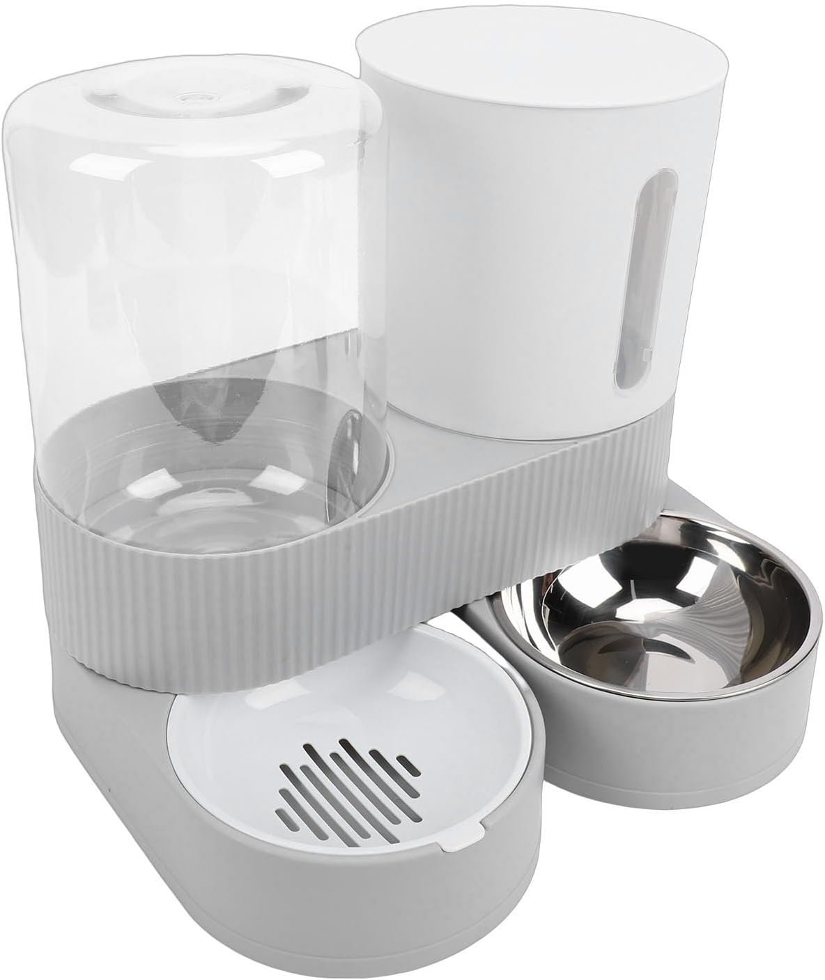 GLOGLOW Automatic Cat Feeder and Water Dispenser, Dry Wet Separation Design with Removable Bowl, for Small Medium Large Cats Dogs Pets (Gray)