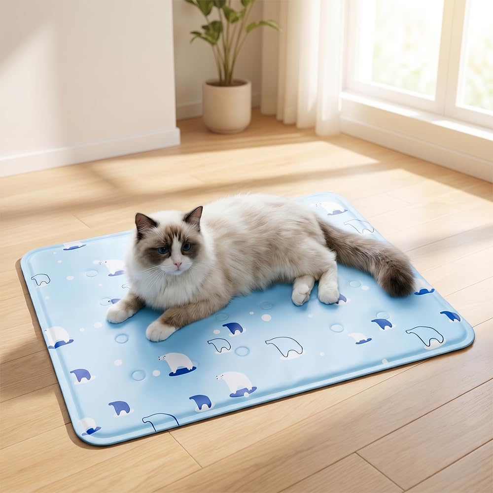 whatyam Dog Cat Cooling Mat with Gel, Self Cooling Dog Cool Mat for Summer, Scratch Resistant Pet Cooling Mat, Waterproof Dog Mat and Cooling Pad for Crate, Floor, Car (S:40x30cm)