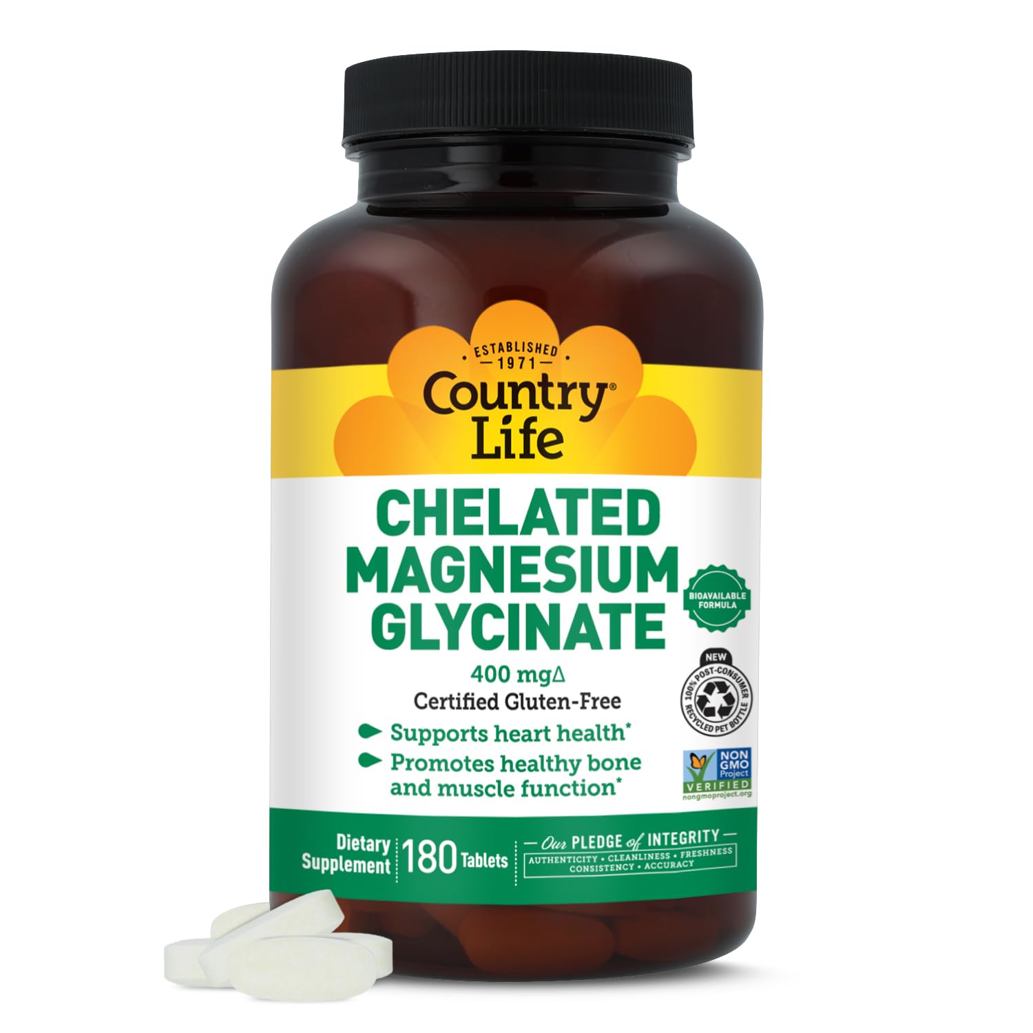 Country Life - Chelated Magnesium Glycinate 400 Mg. 180 Tablets 170651