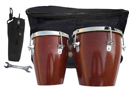 GT manufacturers Professional Two Piece Hand Made Wooden Bango Drum Set with full tool Kit 01 (Brown)�