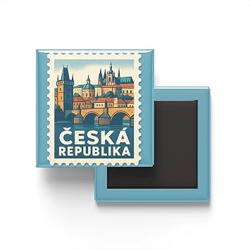 Buzdolap Magneti  ekya Prag Renkli Posta Pulu Temal  - 9x9 cm