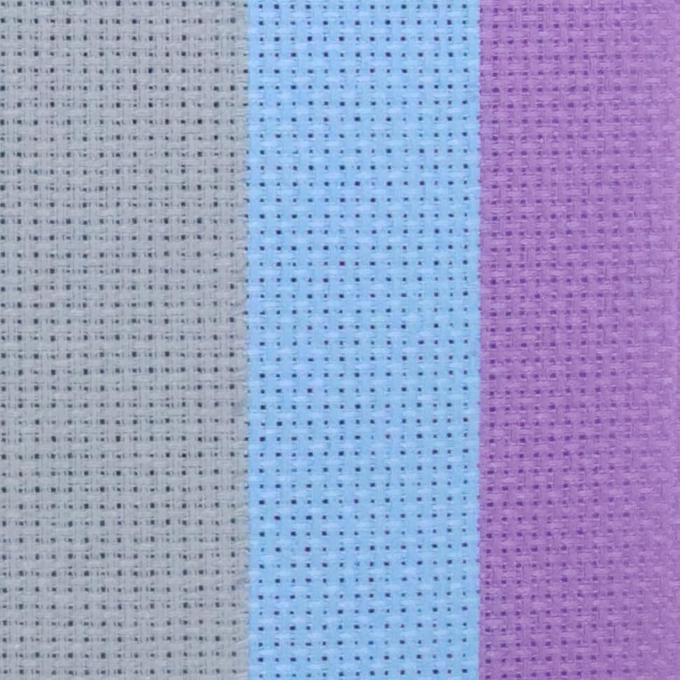 Image of KCS 3 pc of 15 inch x 18 inch(38cmx45cm) 16 Count Cross Stitch Cotton Aida Cloth Needlework Rolled Fabric Box,16CT,Light Grey+Light Blue+Lavender