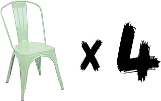 13 Casa Juego 4 Sillas, 52,5 x 45 x 85 H cm Acero, Verde, 50 x 11.5 x 70 cm