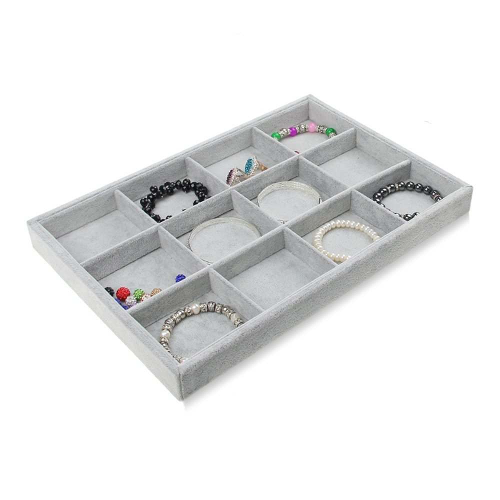 Présentoir Pour Bagues - Velours Gris Matelassé - Modèle N°2061 - Neuf Avec Étiquettes