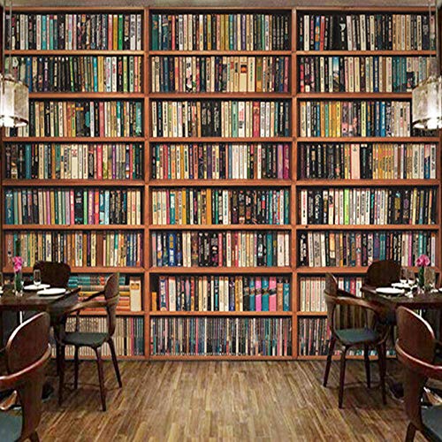 Fresque bibliothèque 3D décorative 250x175 cm pour coin lecture cosy