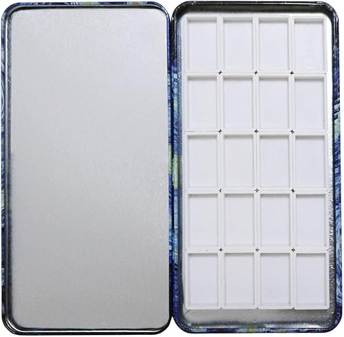 Miniatura 8 de FCLUB Vincent Van Gosh - Paleta de latas de acuarela con 20 bandejas completas con rayas magnéticas en la parte inferior, noche estrellada