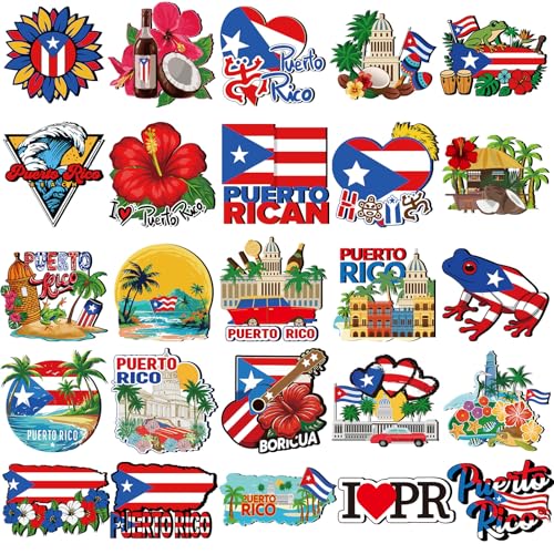 Fabbay 25 Pcs Puerto Rico Fridge Magnet Magnetic Refrigerator Stickers Puerto Rico Souvenirs Gifts Refrigerator Magnets for Fridge Laptop Locker Home Decoration Accessories