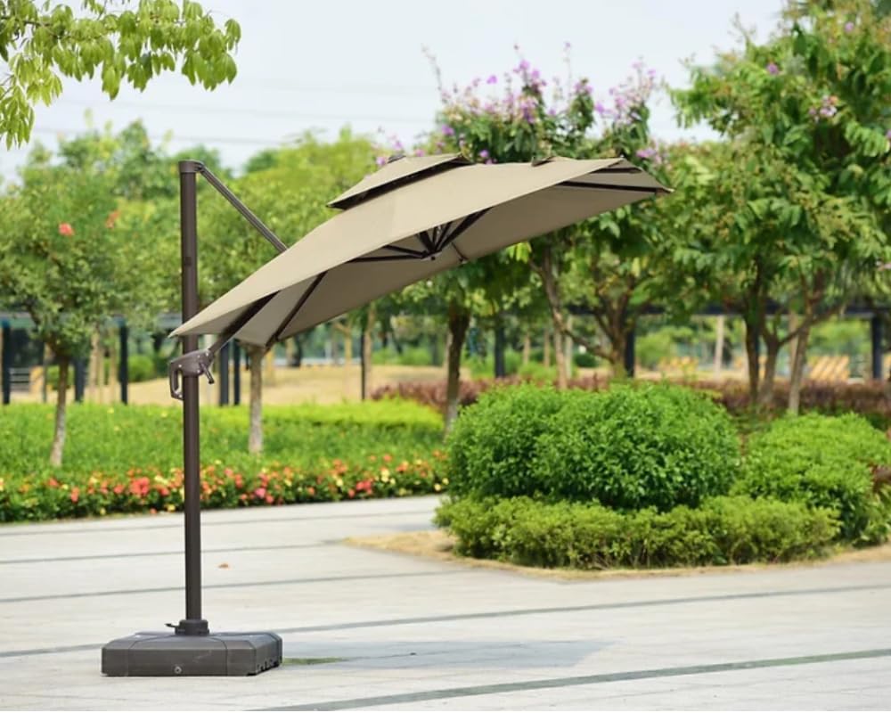 Invezo 360 degree rotating side pole square Patio Umbrella (8.2 x 8.2 sq ft, Beige) Heavy Duty umbrella, Garden Umbrella, Outdoor Umbrella-image-40