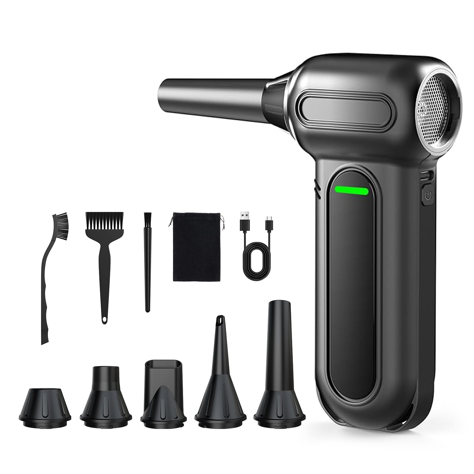 ANABOX Electric Air Duster – 150,000 RPM Brushless Cordless Blower, 4-Speed Adjustable, 8000mAh Rechargeable Battery, LED Light, for Computer,