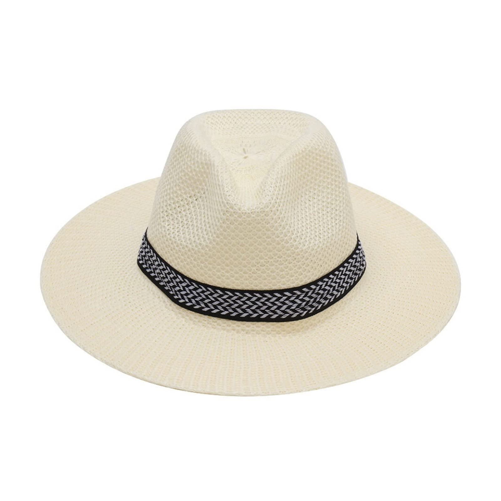 YOKIMAYOKIMA Linen Flat Caps Hats For Men， Summer Men Wide Brim Sunhat Cowboy Capa Straw Hat Black Coffee Panama Caps For Outdoor Travel Beach Fishing