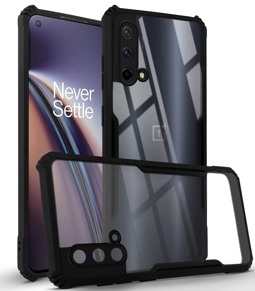 JANAK RAJ Shockproof Bumper - Crystal Clear Transparent Back Case Cover Compatible with Oneplus Nord CE 5G / 1+Nord CE | Minimalist PC+TPU 360 Protection Tough Rugged Design - Black