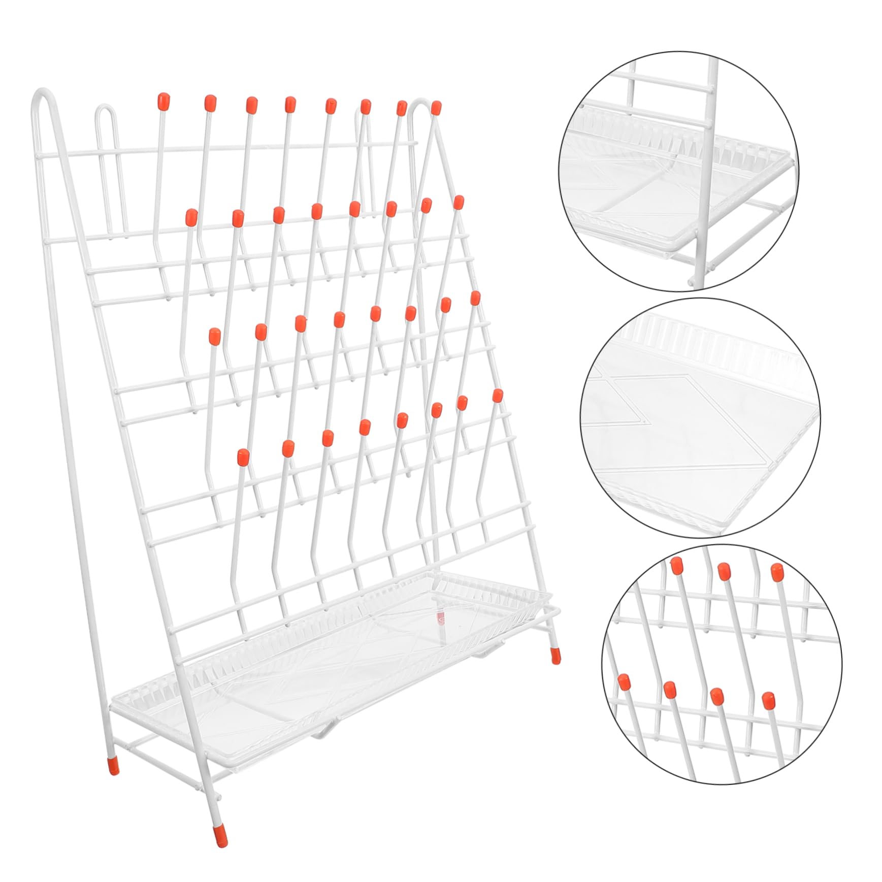 SOLUSTRE Rack per Provette da Laboratorio 32 Slot in Ferro Rivestito, Porta Vetreria da Laboratorio Salvaspazio e Scolapiatti per Asciugatura Tubi, per Uso Scientifico e Drenaggio