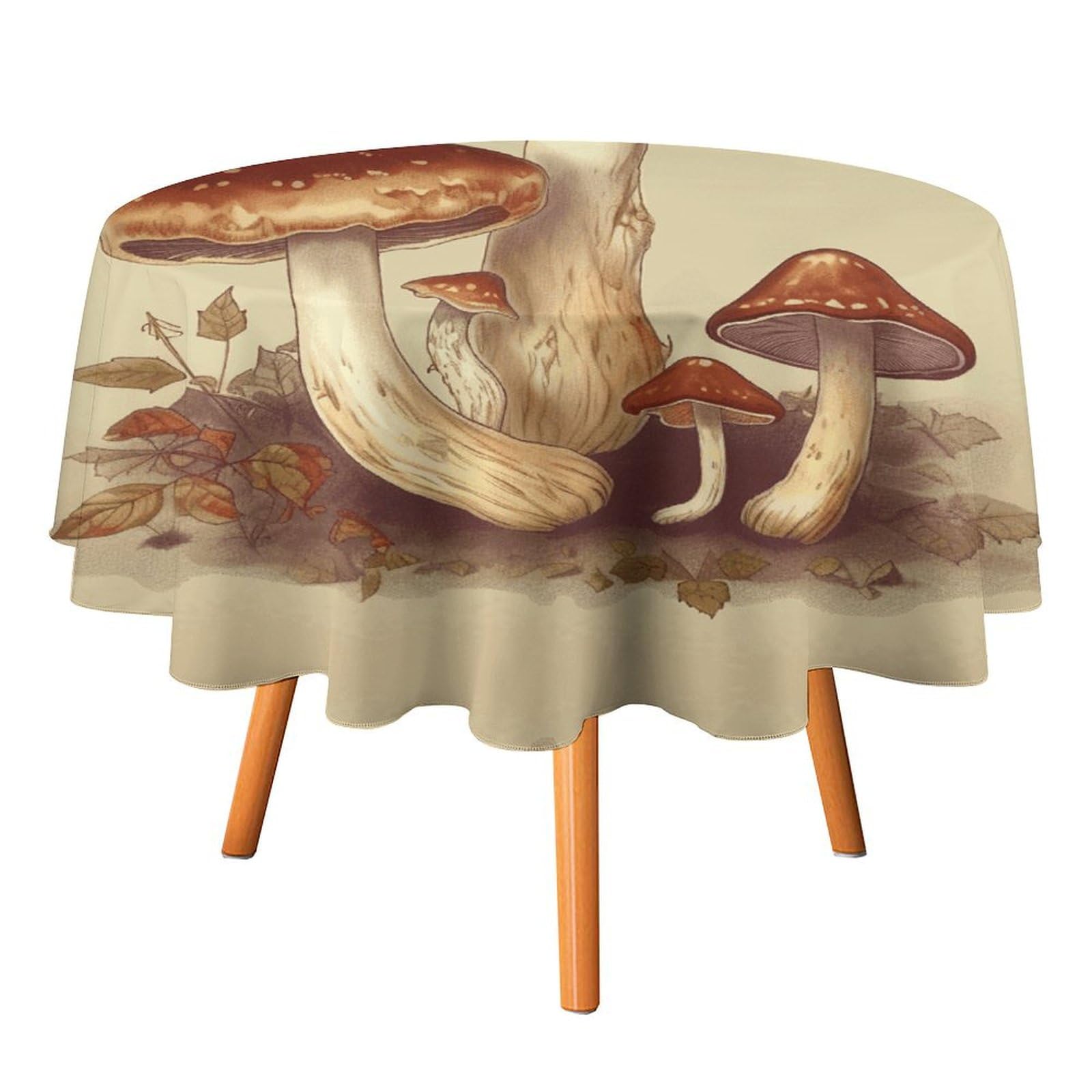 Nappe ronde champignons 178 cm lavable pour décoration de table de cuisine