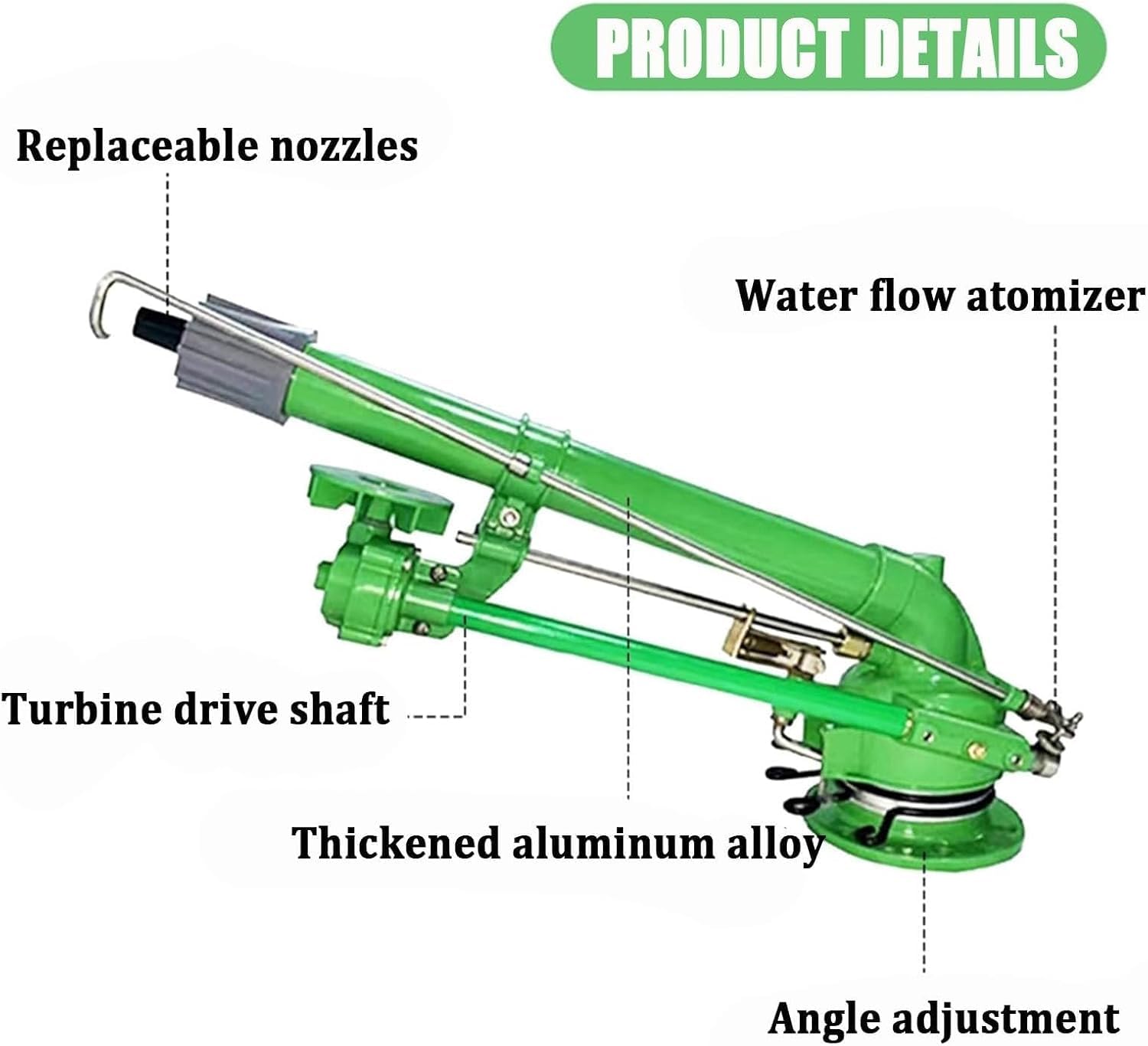 Aspersor De Volumen con Turbinas De 2 Pulgadas Y Varilla De Vórtice, Cañones De Agua Rotativos Automáticos De Gran Área De 360 ​​Grados, Aspersor De Impacto De Impulso De Alta Resistencia con