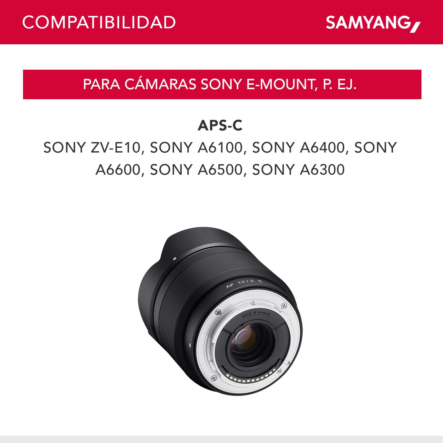 Samyang AF 12 mm F2.0 E para Sony E Mount APSC – Autoenfoque APS-C gran angular objetivo de distancia focal fija