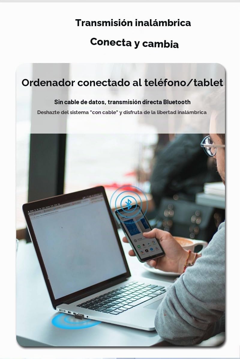 Adaptador Bluetooth USB 5.3, Memoria Bluetooth para PC Laptop EDR Dongle USB Bluetooth Compatible con Windows 11/10/8.1/7/Linux (5.3)